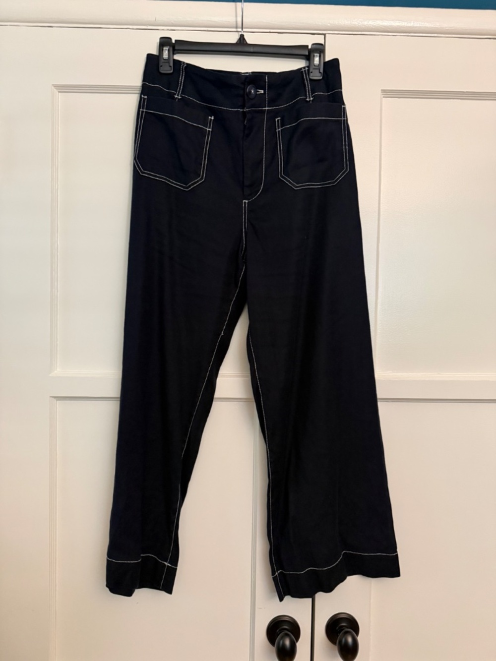 Anthropologie The Colette Contrast-Stitch Cropped Wide-Leg Pants Size 29 - Picture 5 of 8